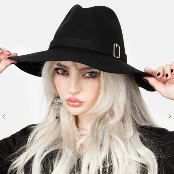 Disturbia Accessories - DISTURBIA Esbat wide brim witchy fedora hat RARE HTF